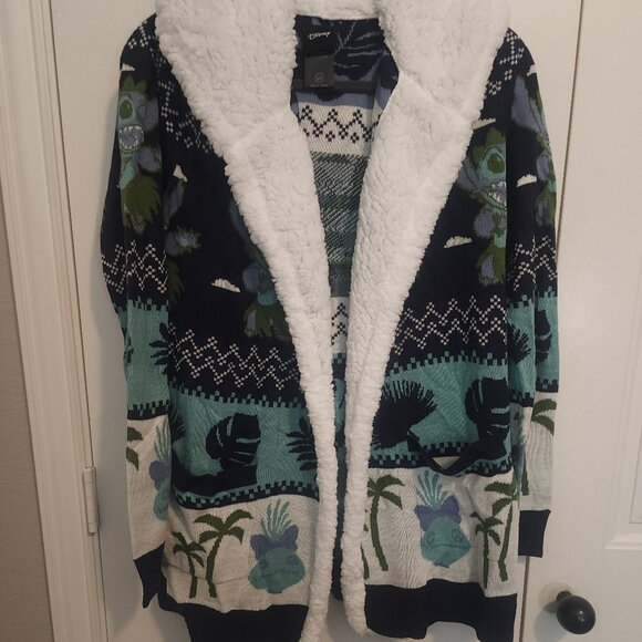 Hot Topic Sweaters - Disney Lilo & Stitch Fair Isle Sherpa Open Cardigan - Woman's Size S
